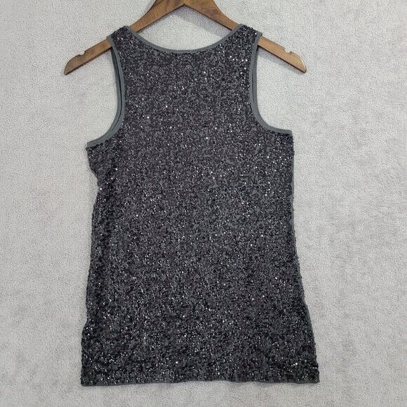 NWOT J. Crew Womens Sequin Tank Top XXS Gray Black‎ Cotton - Picture 2 of 7